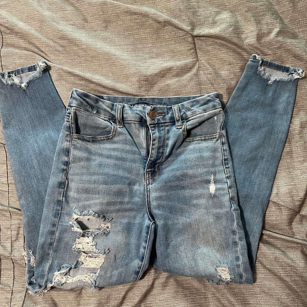 American Eagle Outfitters Ripped Blue Skinny Jeans
